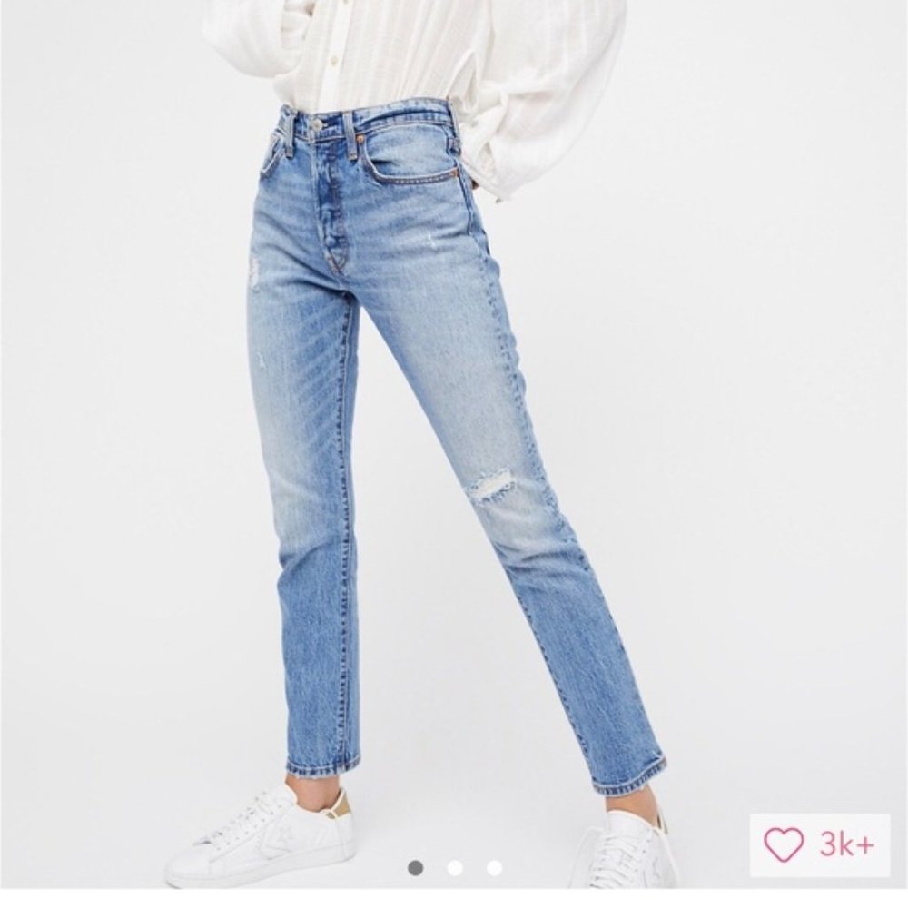 Levis 501 Distressed Skinny Jean Post Modern Blues